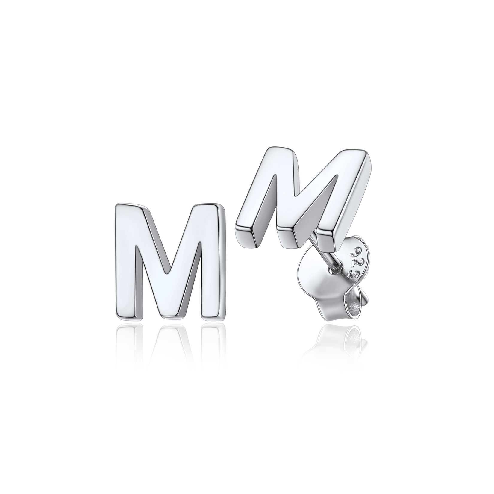  Sterling Silver A-Z Dainty Letter Initial Stud Earrings for Women