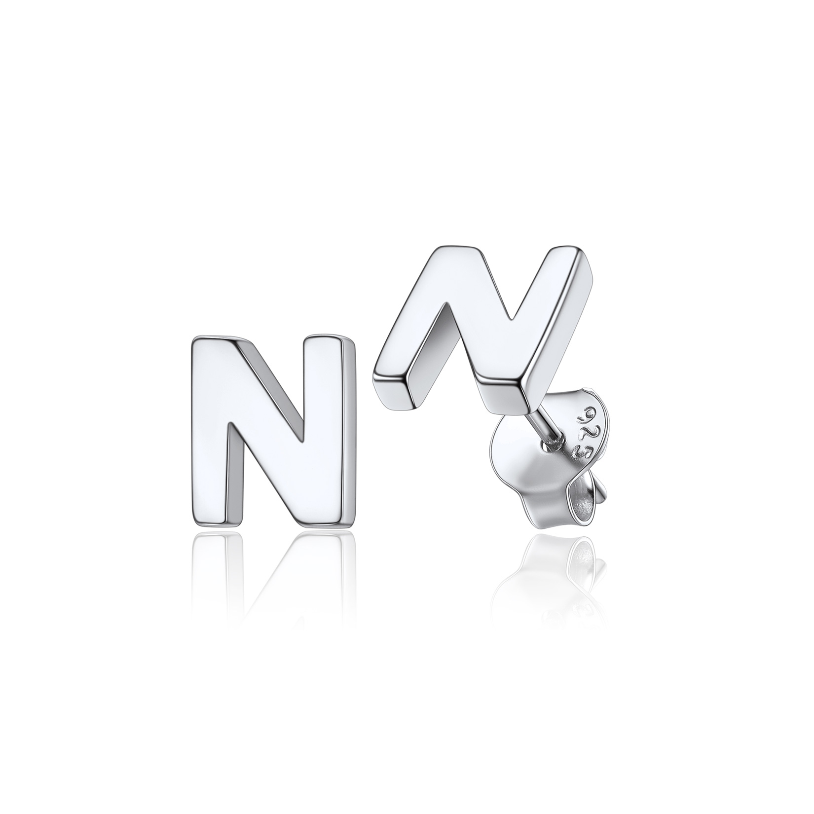  Sterling Silver A-Z Dainty Letter Initial Stud Earrings for Women