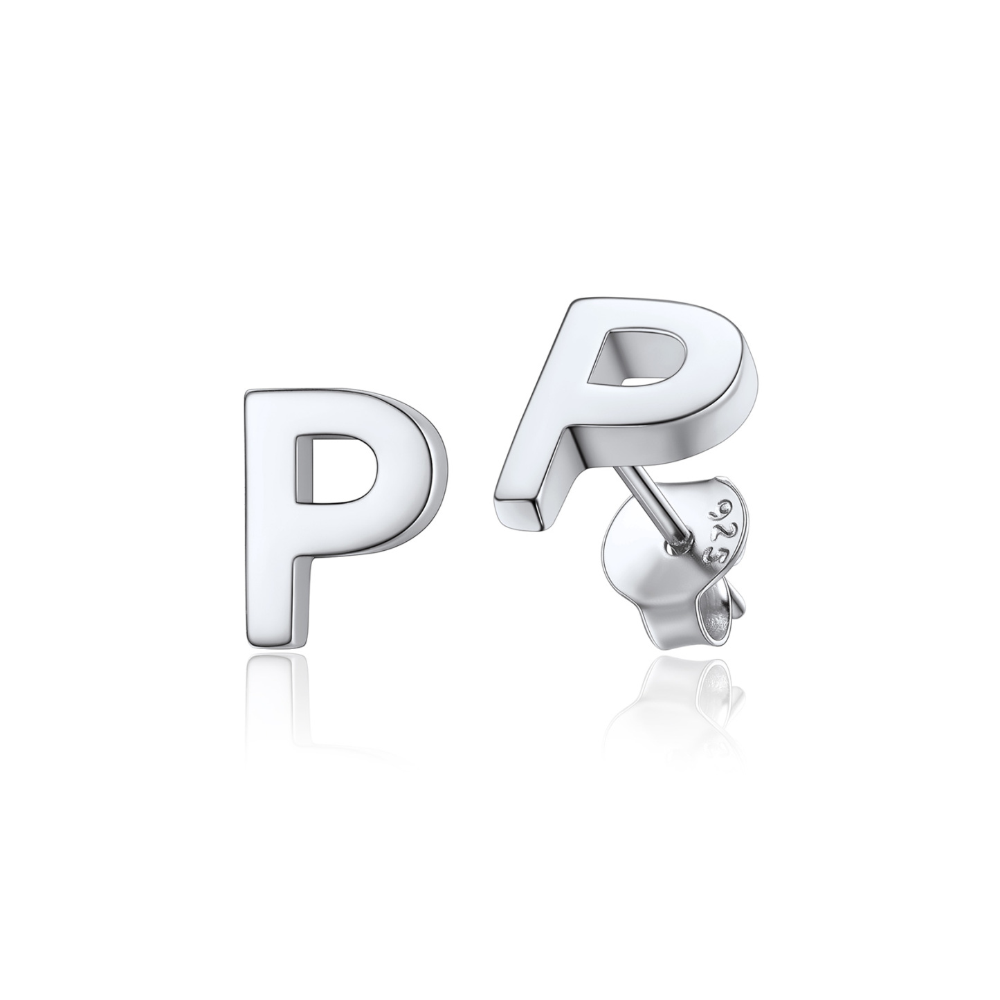  Sterling Silver A-Z Dainty Letter Initial Stud Earrings for Women