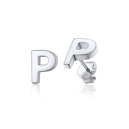  Sterling Silver A-Z Dainty Letter Initial Stud Earrings for Women