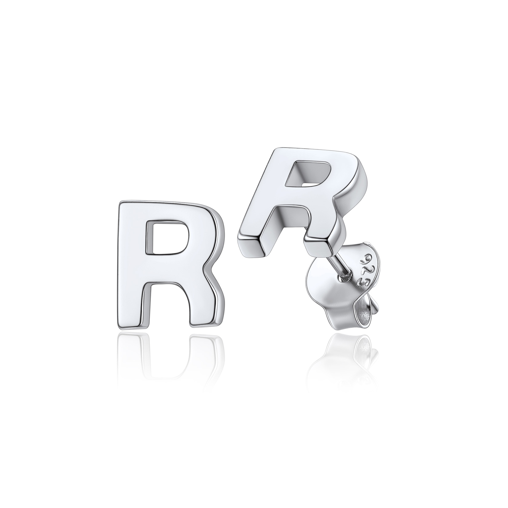  Sterling Silver A-Z Dainty Letter Initial Stud Earrings for Women