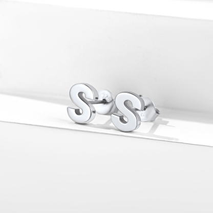  Sterling Silver A-Z Dainty Letter Initial Stud Earrings for Women