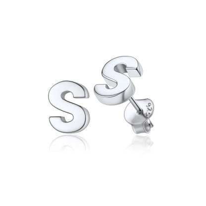  Sterling Silver A-Z Dainty Letter Initial Stud Earrings for Women