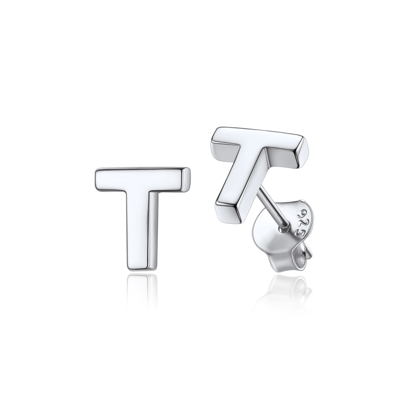  Sterling Silver A-Z Dainty Letter Initial Stud Earrings for Women