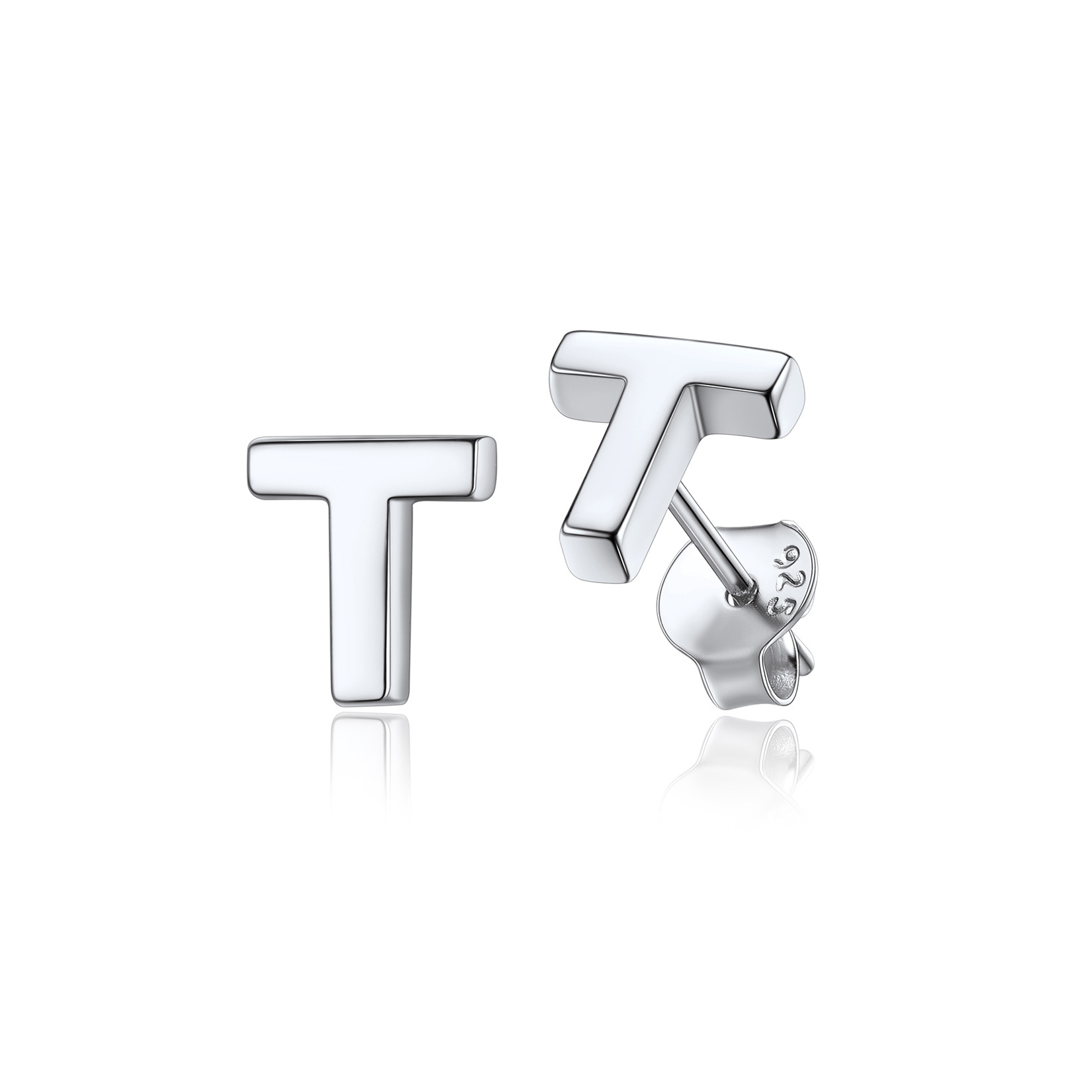  Sterling Silver A-Z Dainty Letter Initial Stud Earrings for Women