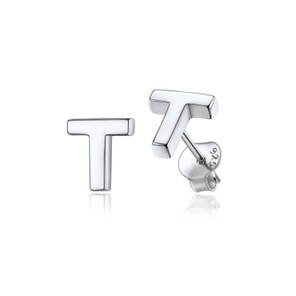  Sterling Silver A-Z Dainty Letter Initial Stud Earrings for Women