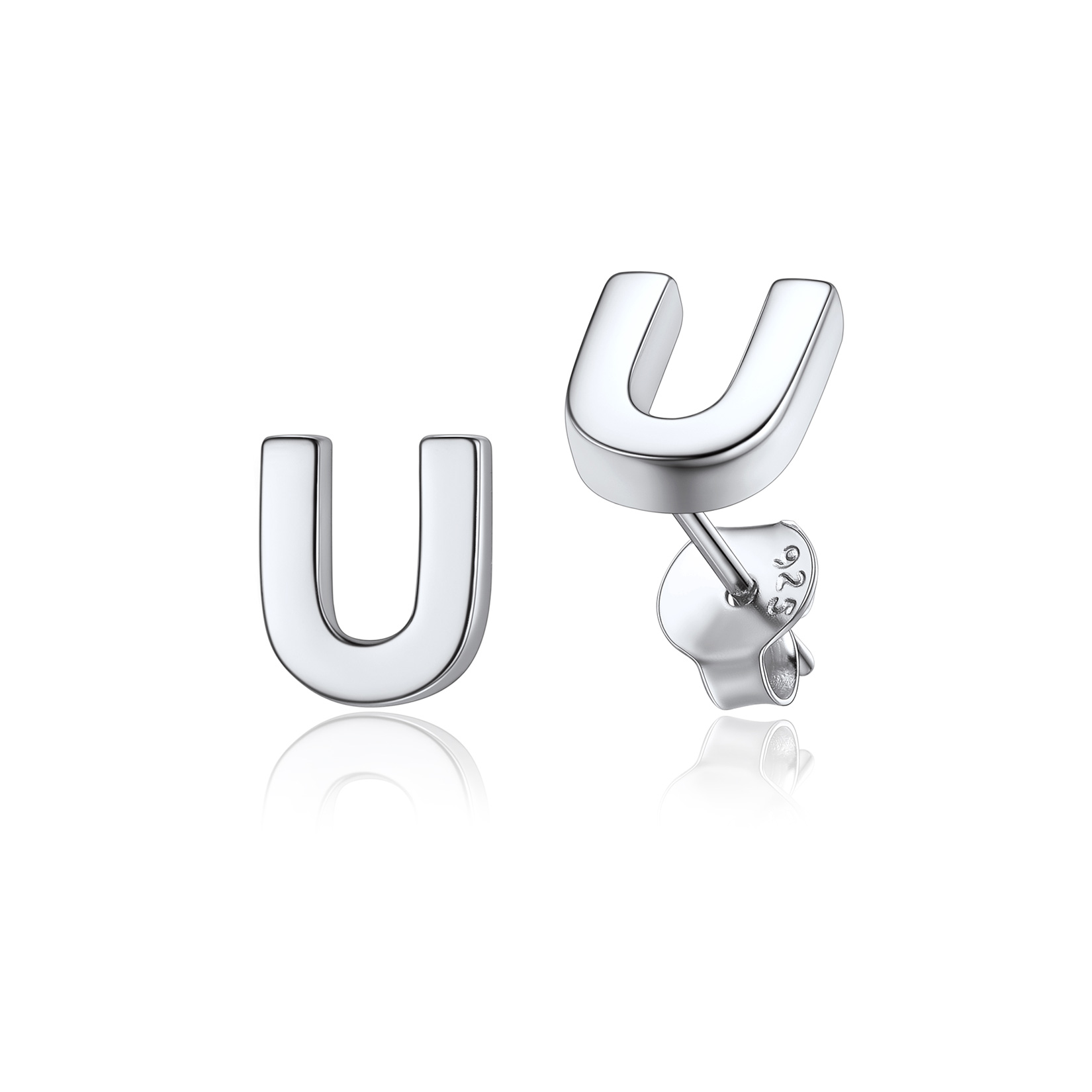  Sterling Silver A-Z Dainty Letter Initial Stud Earrings for Women