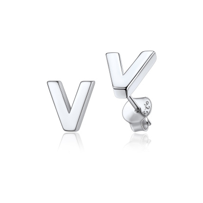  Sterling Silver A-Z Dainty Letter Initial Stud Earrings for Women