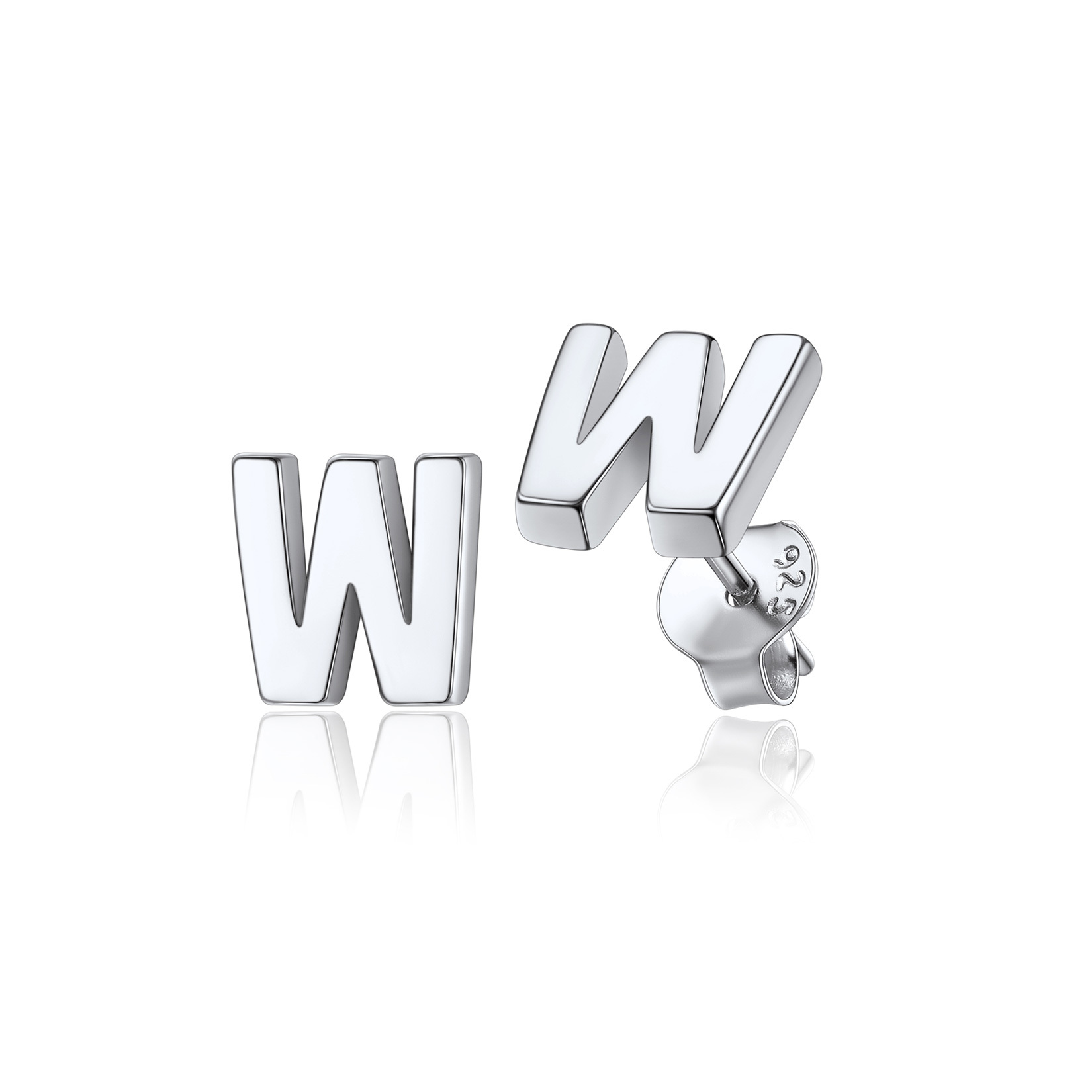  Sterling Silver A-Z Dainty Letter Initial Stud Earrings for Women