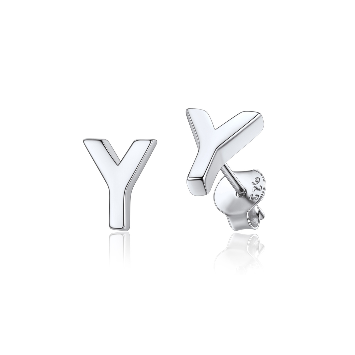  Sterling Silver A-Z Dainty Letter Initial Stud Earrings for Women