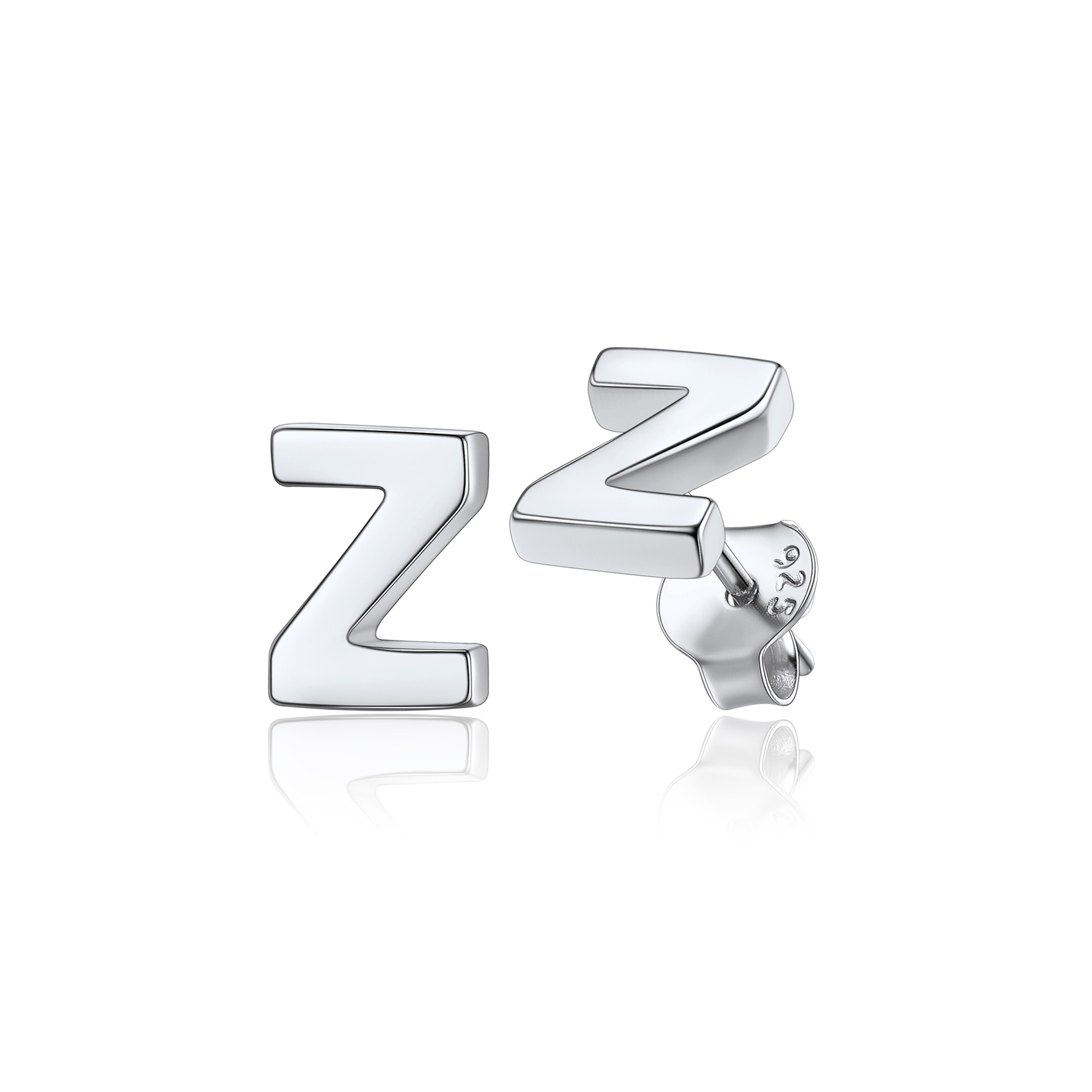  Sterling Silver A-Z Dainty Letter Initial Stud Earrings for Women