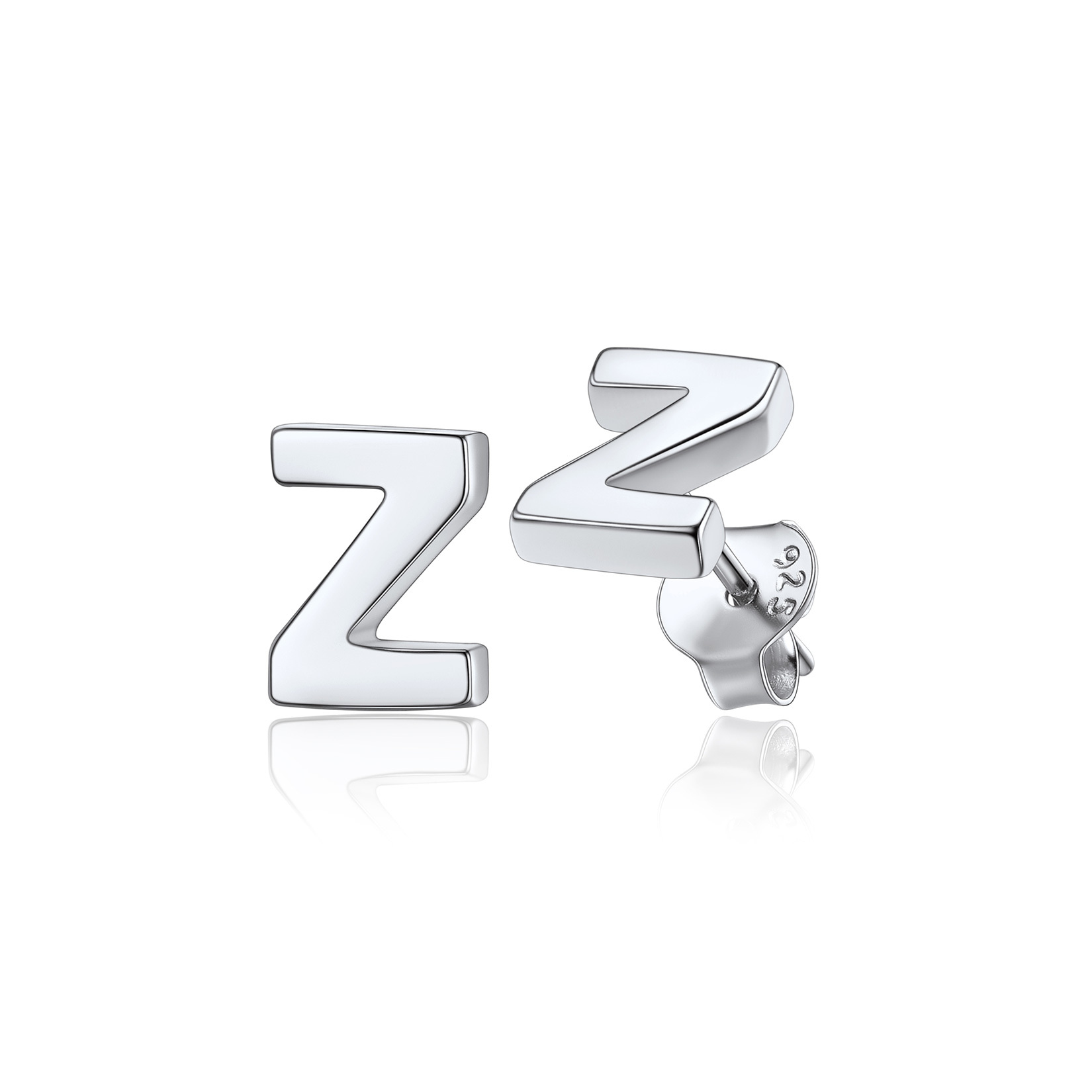 Sterling Silver A-Z Dainty Letter Initial Stud Earrings for Women