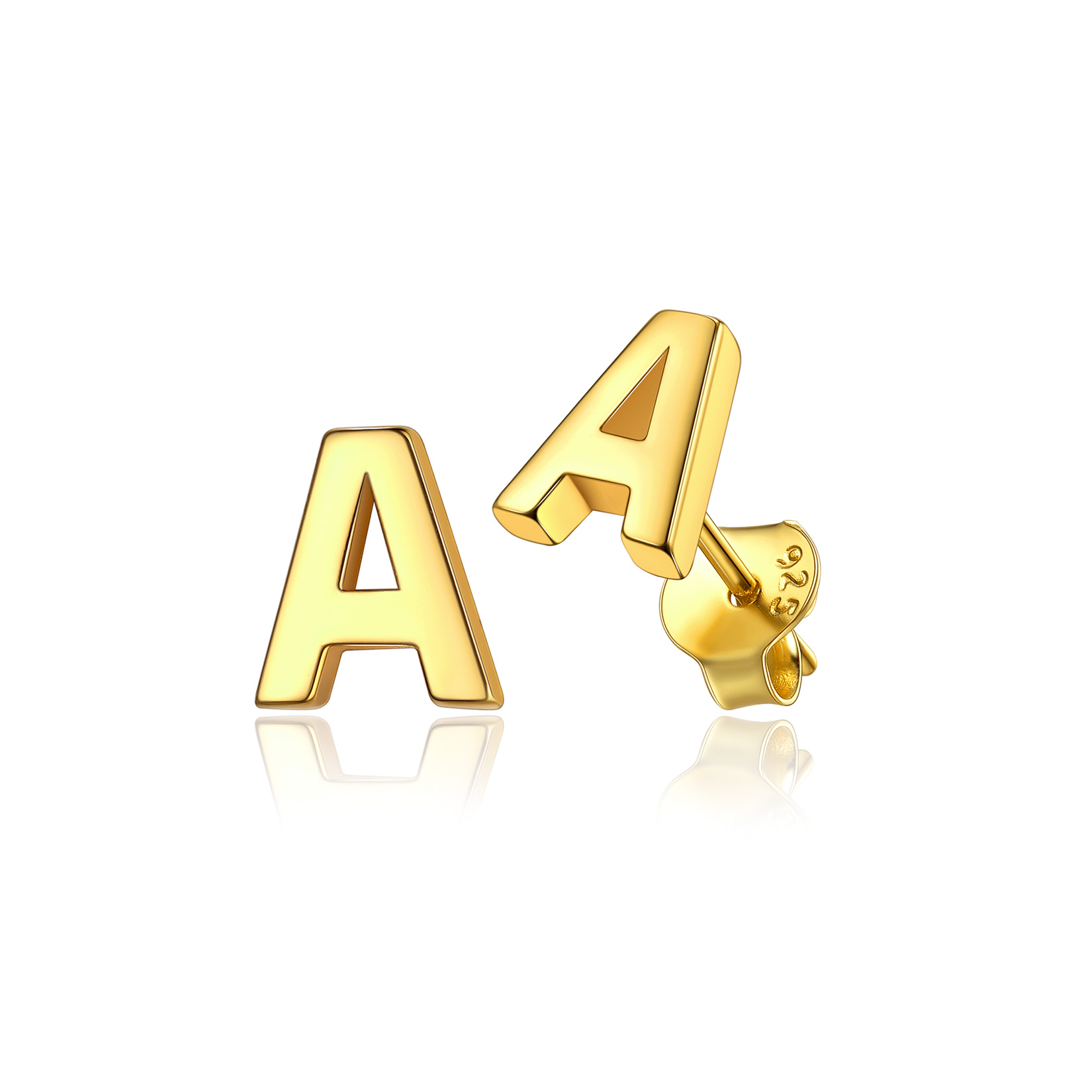  Sterling Silver A-Z Dainty Letter Initial Stud Earrings for Women