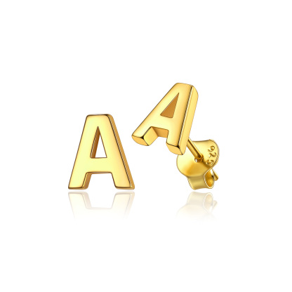  Sterling Silver A-Z Dainty Letter Initial Stud Earrings for Women