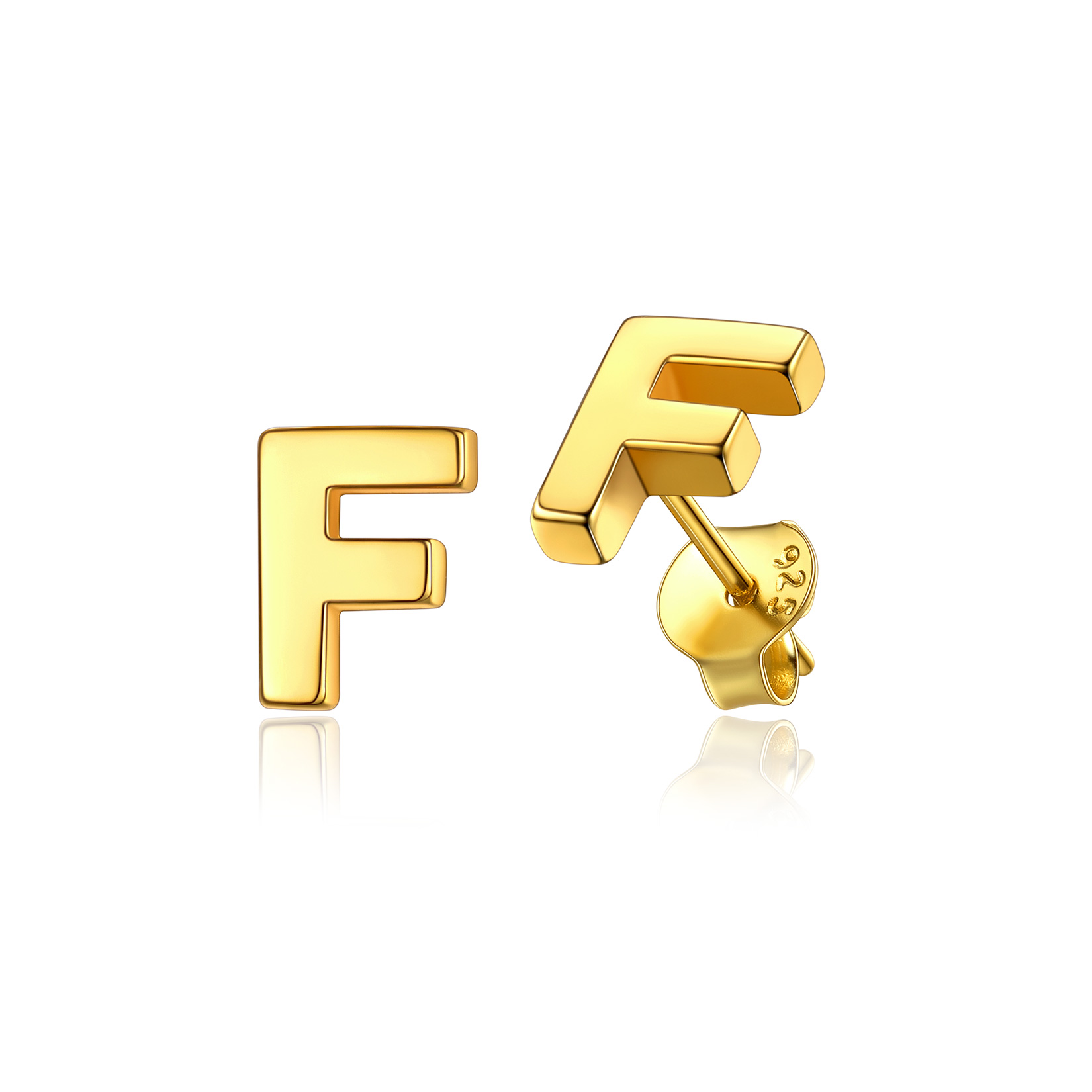  Sterling Silver A-Z Dainty Letter Initial Stud Earrings for Women