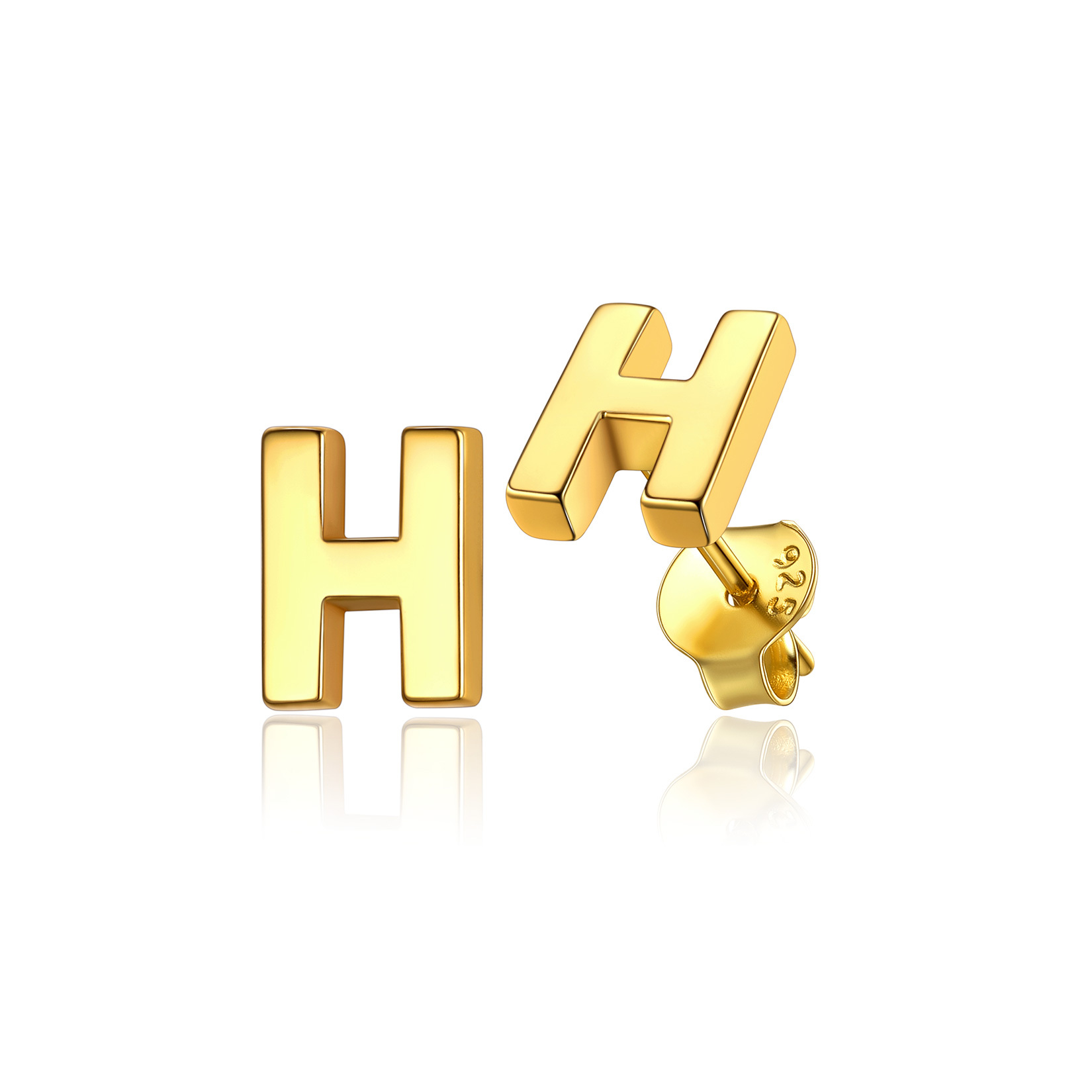  Sterling Silver A-Z Dainty Letter Initial Stud Earrings for Women