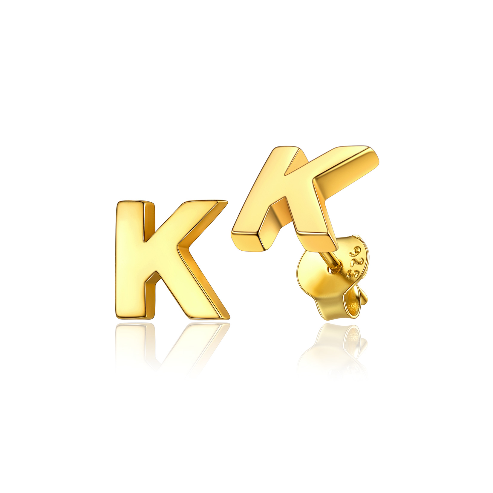  Sterling Silver A-Z Dainty Letter Initial Stud Earrings for Women