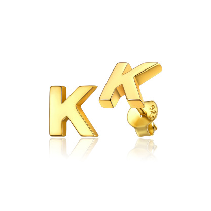  Sterling Silver A-Z Dainty Letter Initial Stud Earrings for Women