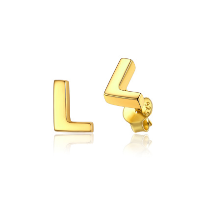  Sterling Silver A-Z Dainty Letter Initial Stud Earrings for Women