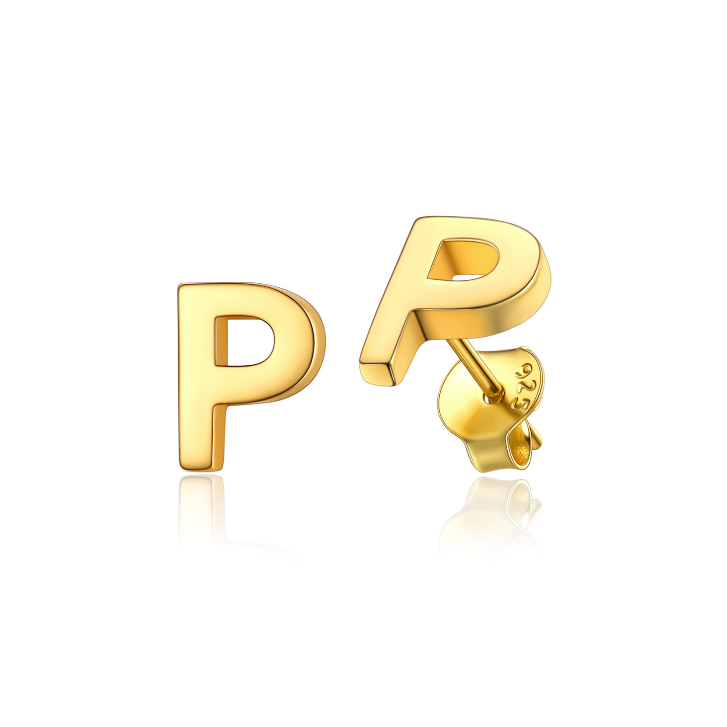  Sterling Silver A-Z Dainty Letter Initial Stud Earrings for Women