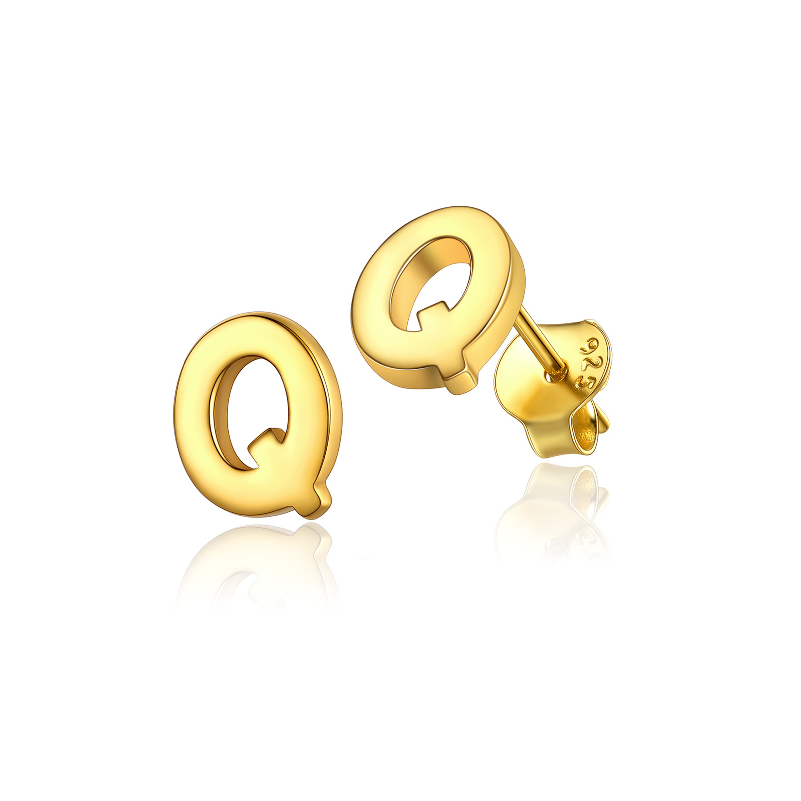  Sterling Silver A-Z Dainty Letter Initial Stud Earrings for Women