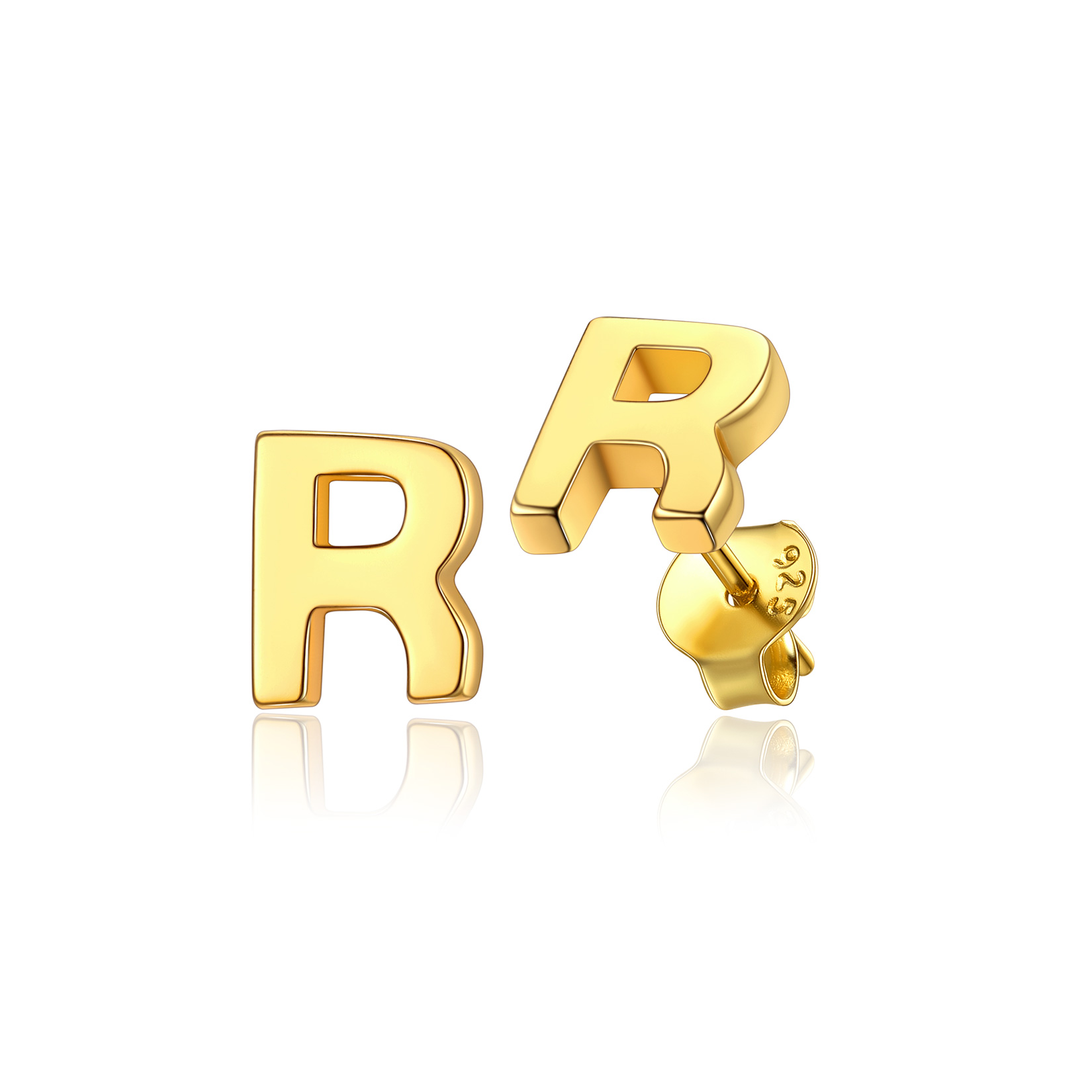  Sterling Silver A-Z Dainty Letter Initial Stud Earrings for Women