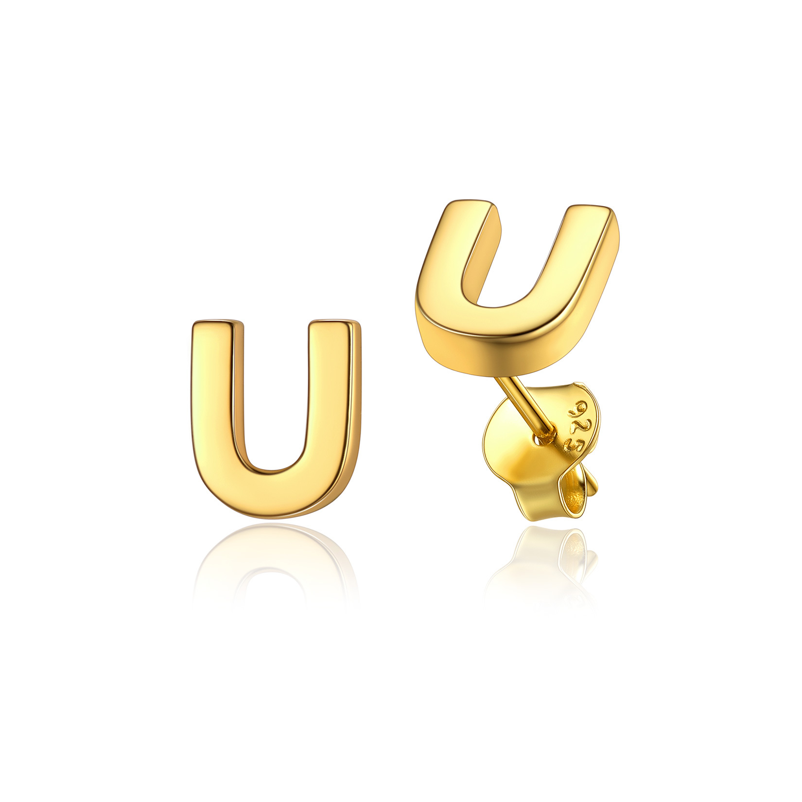  Sterling Silver A-Z Dainty Letter Initial Stud Earrings for Women