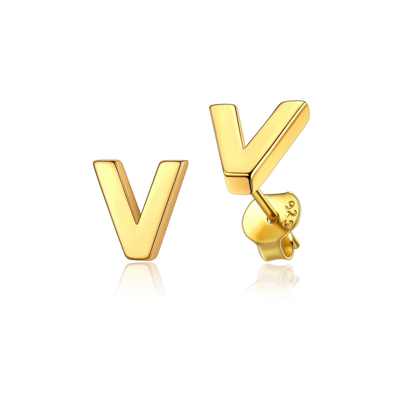  Sterling Silver A-Z Dainty Letter Initial Stud Earrings for Women