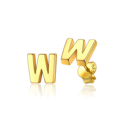  Sterling Silver A-Z Dainty Letter Initial Stud Earrings for Women