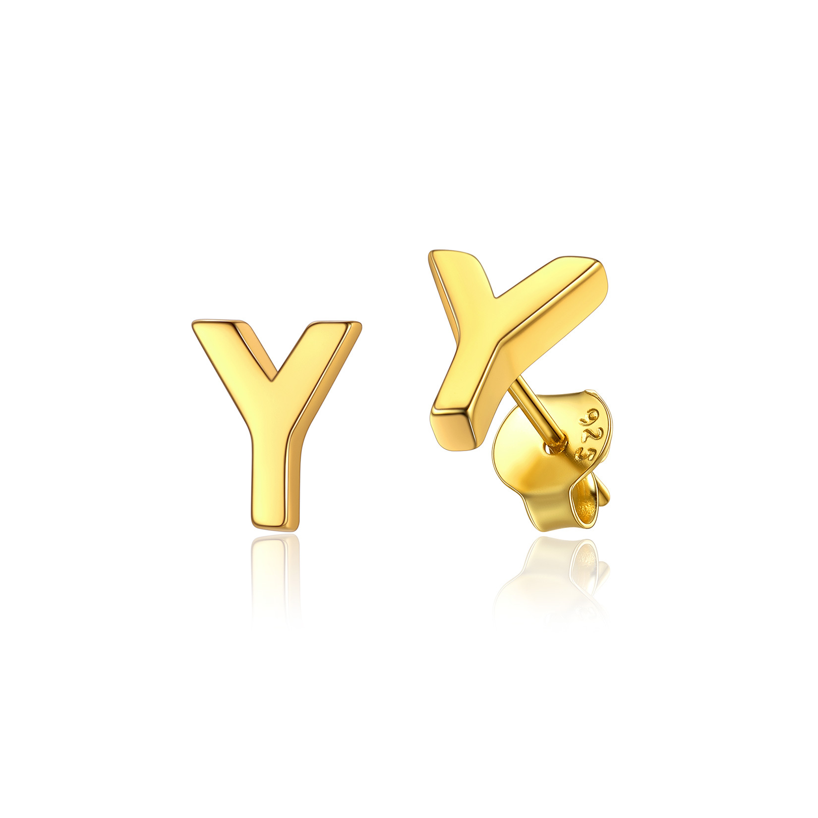  Sterling Silver A-Z Dainty Letter Initial Stud Earrings for Women
