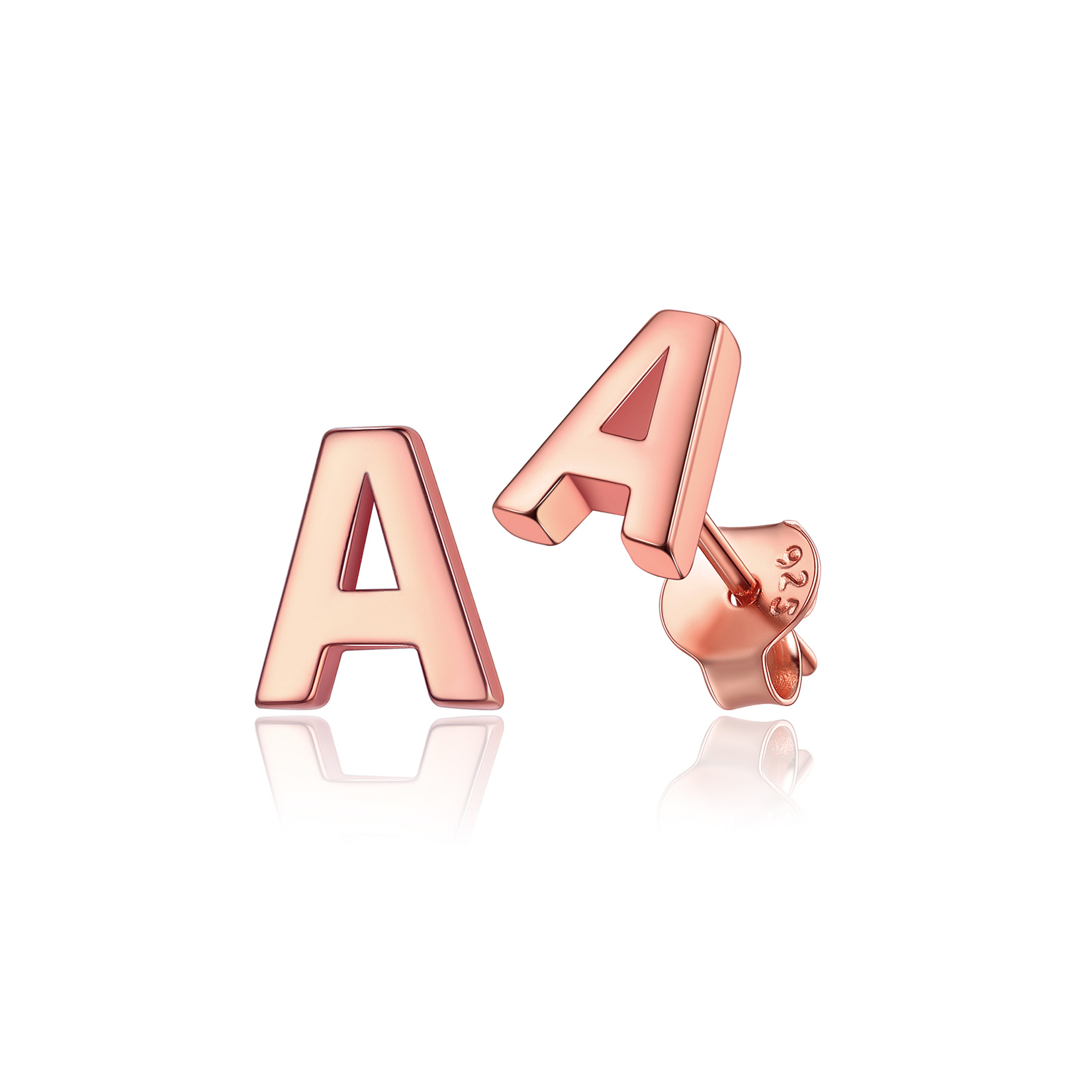  Sterling Silver A-Z Dainty Letter Initial Stud Earrings for Women