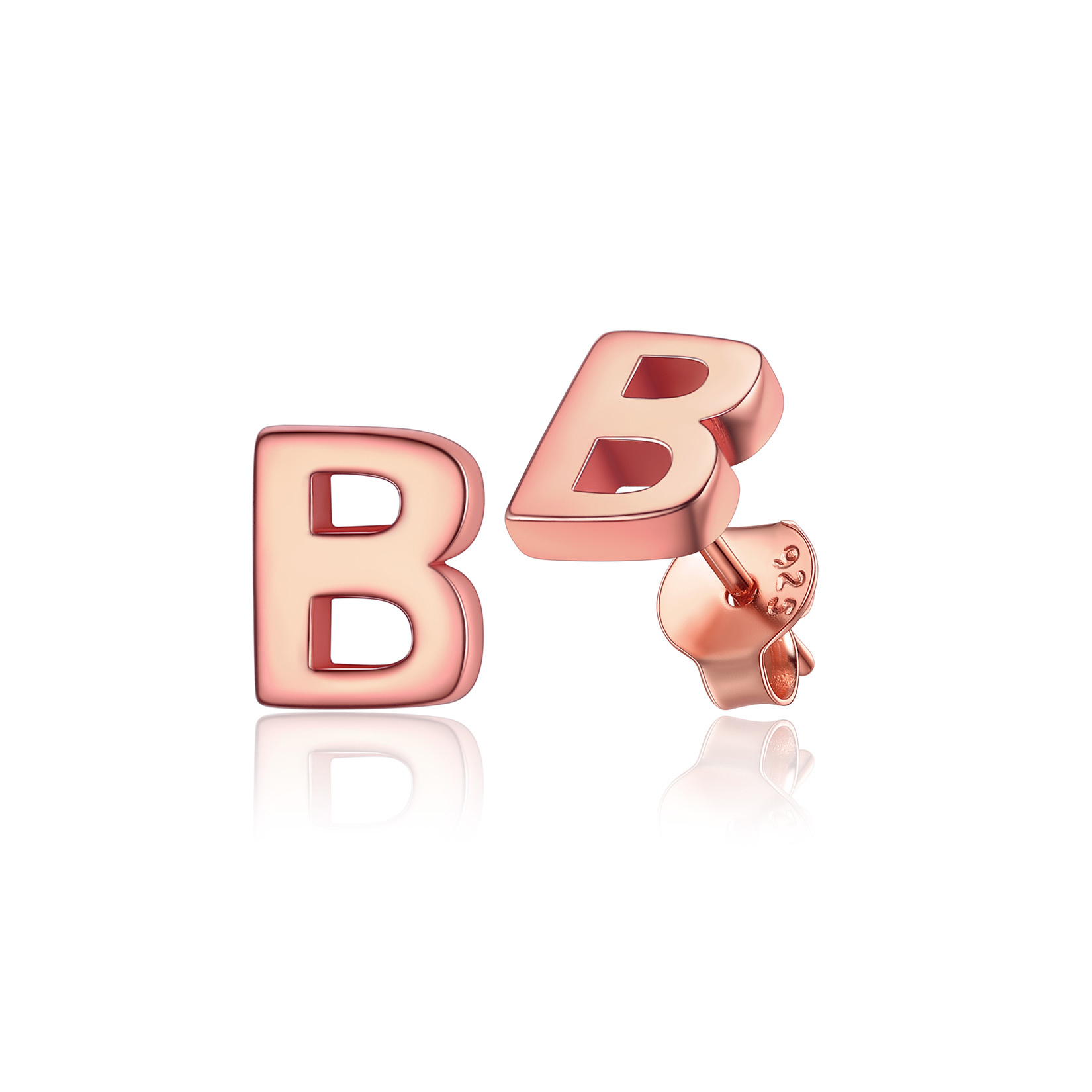  Sterling Silver A-Z Dainty Letter Initial Stud Earrings for Women