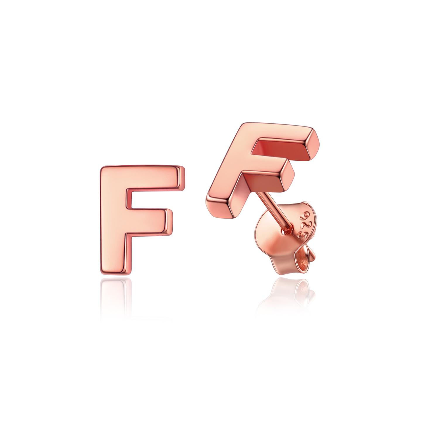  Sterling Silver A-Z Dainty Letter Initial Stud Earrings for Women