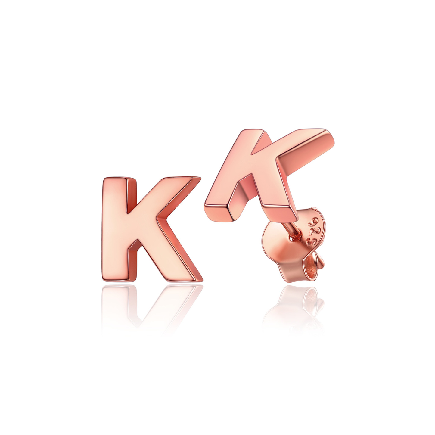  Sterling Silver A-Z Dainty Letter Initial Stud Earrings for Women