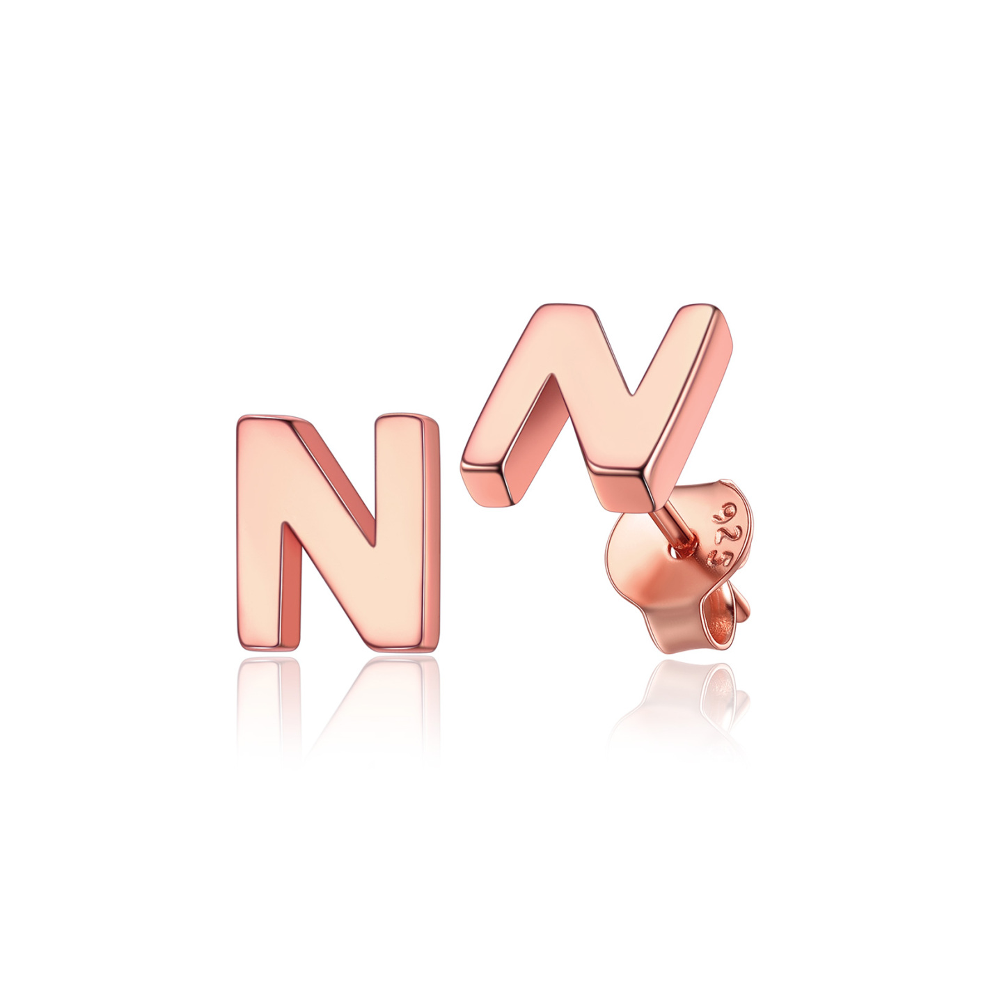  Sterling Silver A-Z Dainty Letter Initial Stud Earrings for Women