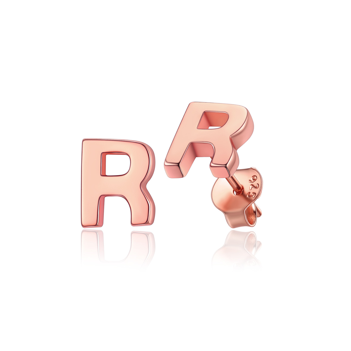  Sterling Silver A-Z Dainty Letter Initial Stud Earrings for Women