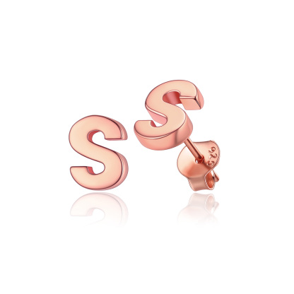  Sterling Silver A-Z Dainty Letter Initial Stud Earrings for Women