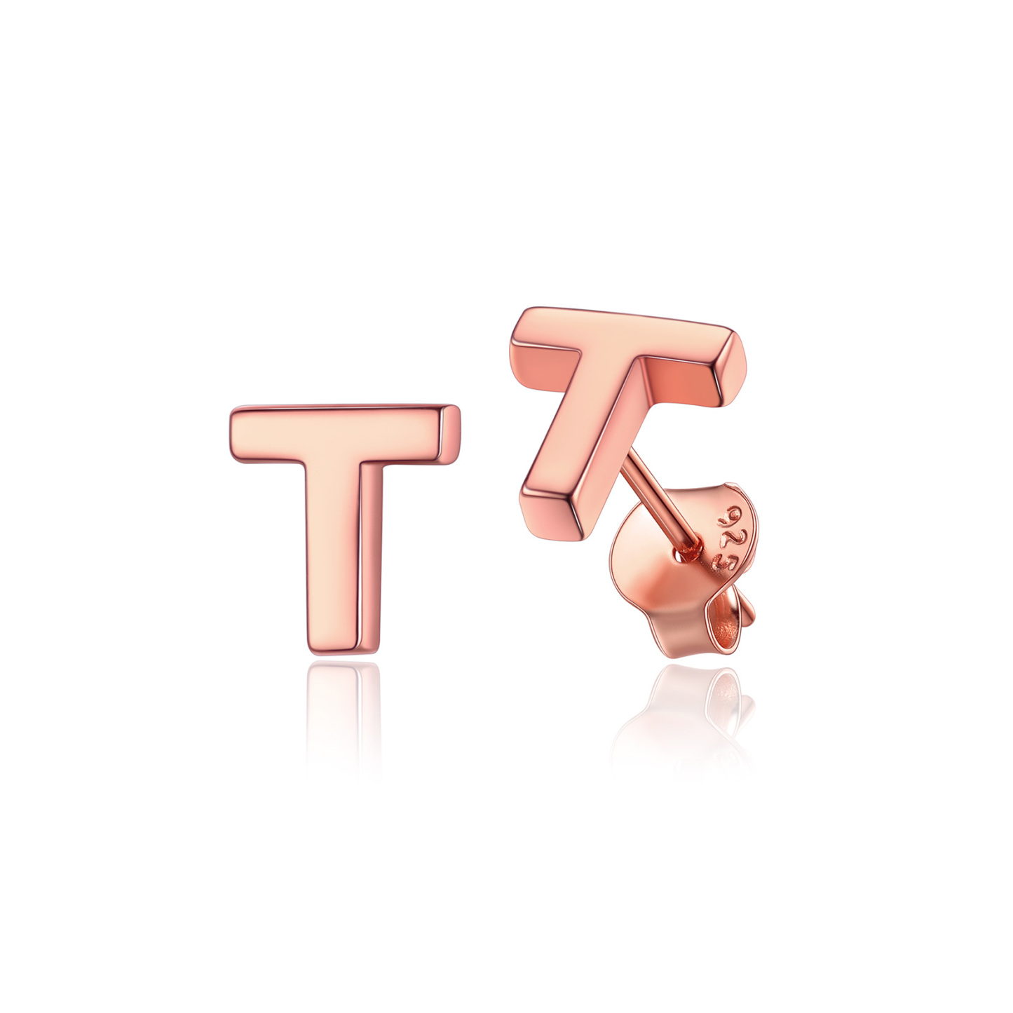  Sterling Silver A-Z Dainty Letter Initial Stud Earrings for Women