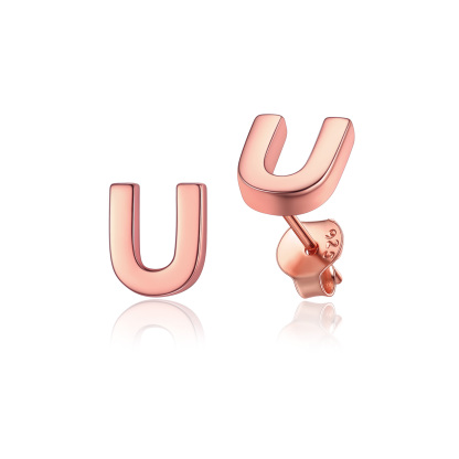  Sterling Silver A-Z Dainty Letter Initial Stud Earrings for Women