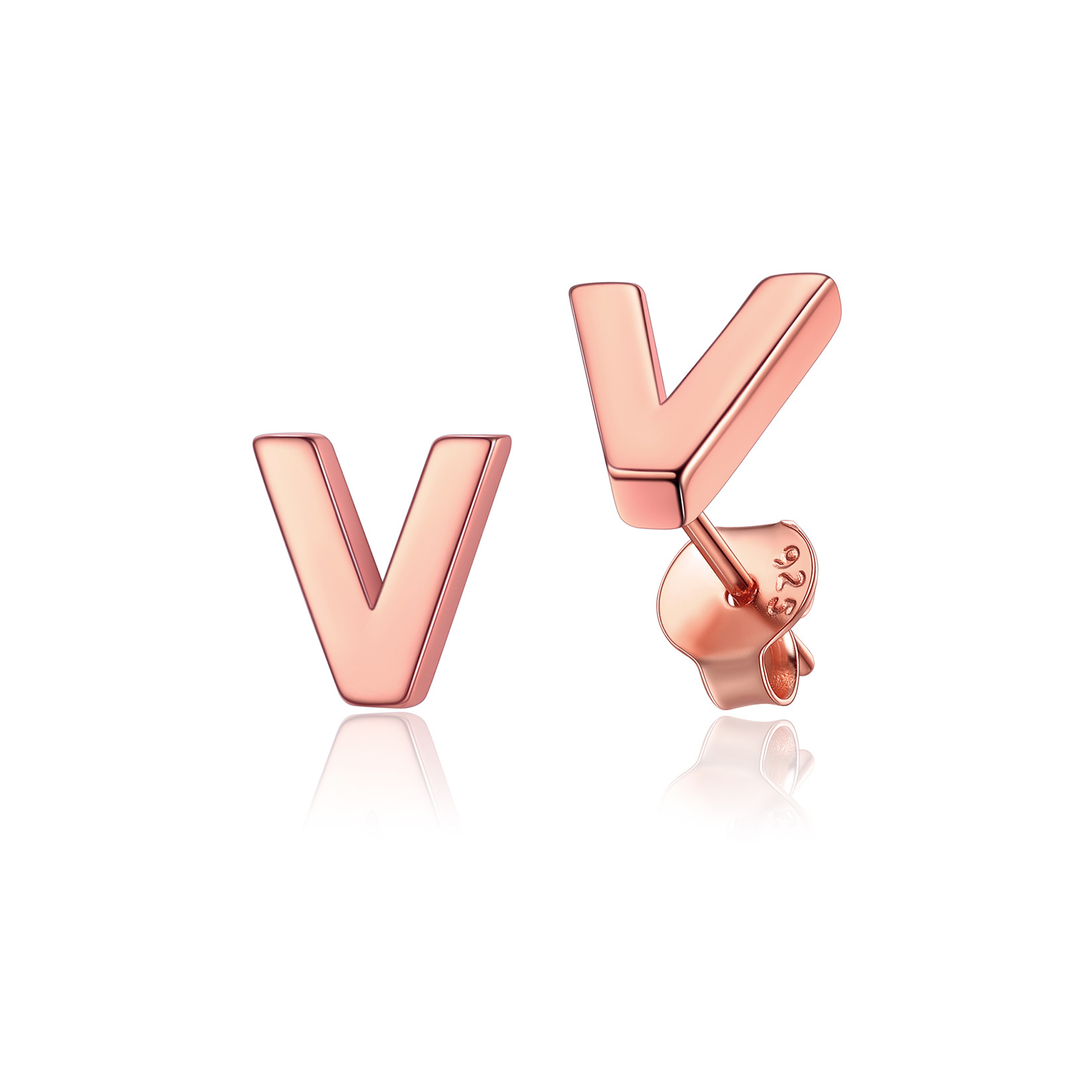  Sterling Silver A-Z Dainty Letter Initial Stud Earrings for Women