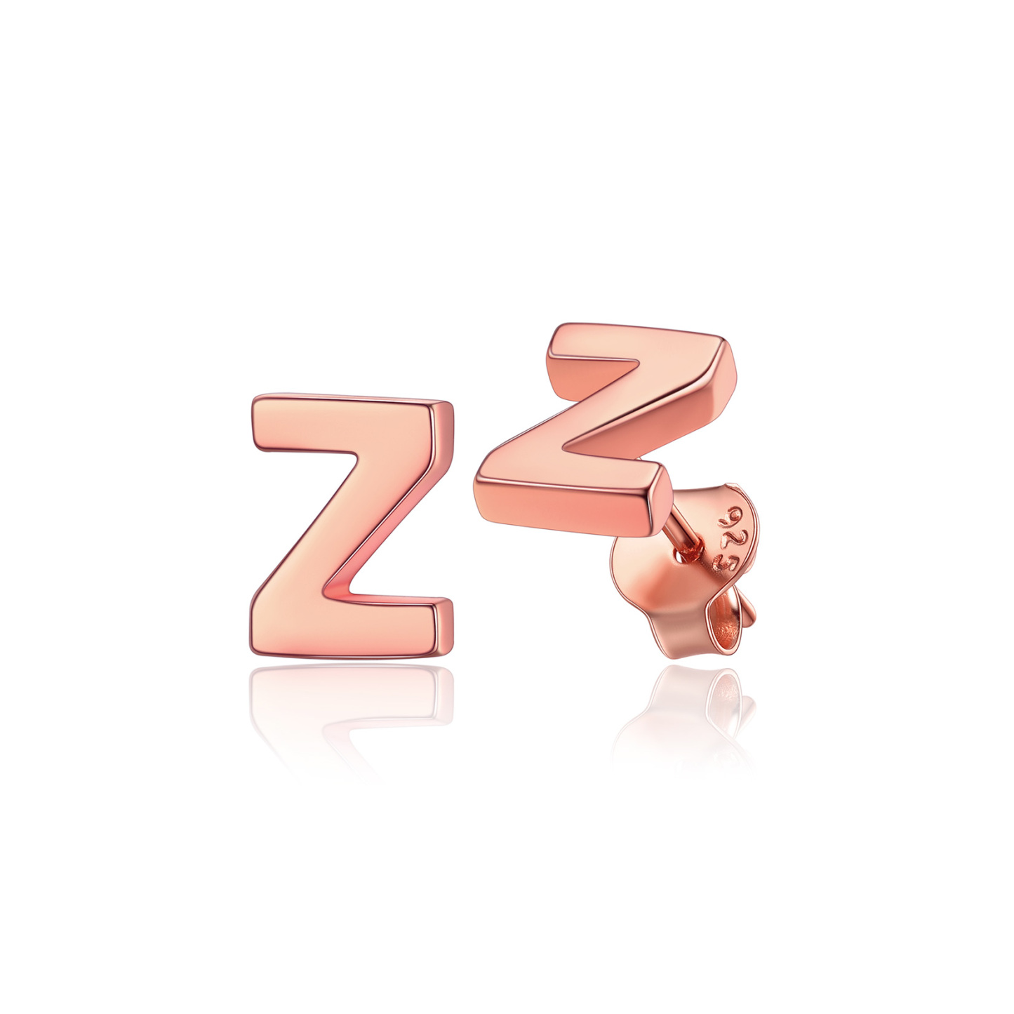  Sterling Silver A-Z Dainty Letter Initial Stud Earrings for Women