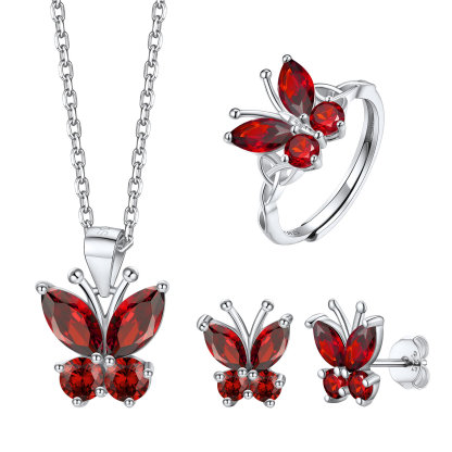 Butterfly Birthstone Jewelry Set for Women Jan.