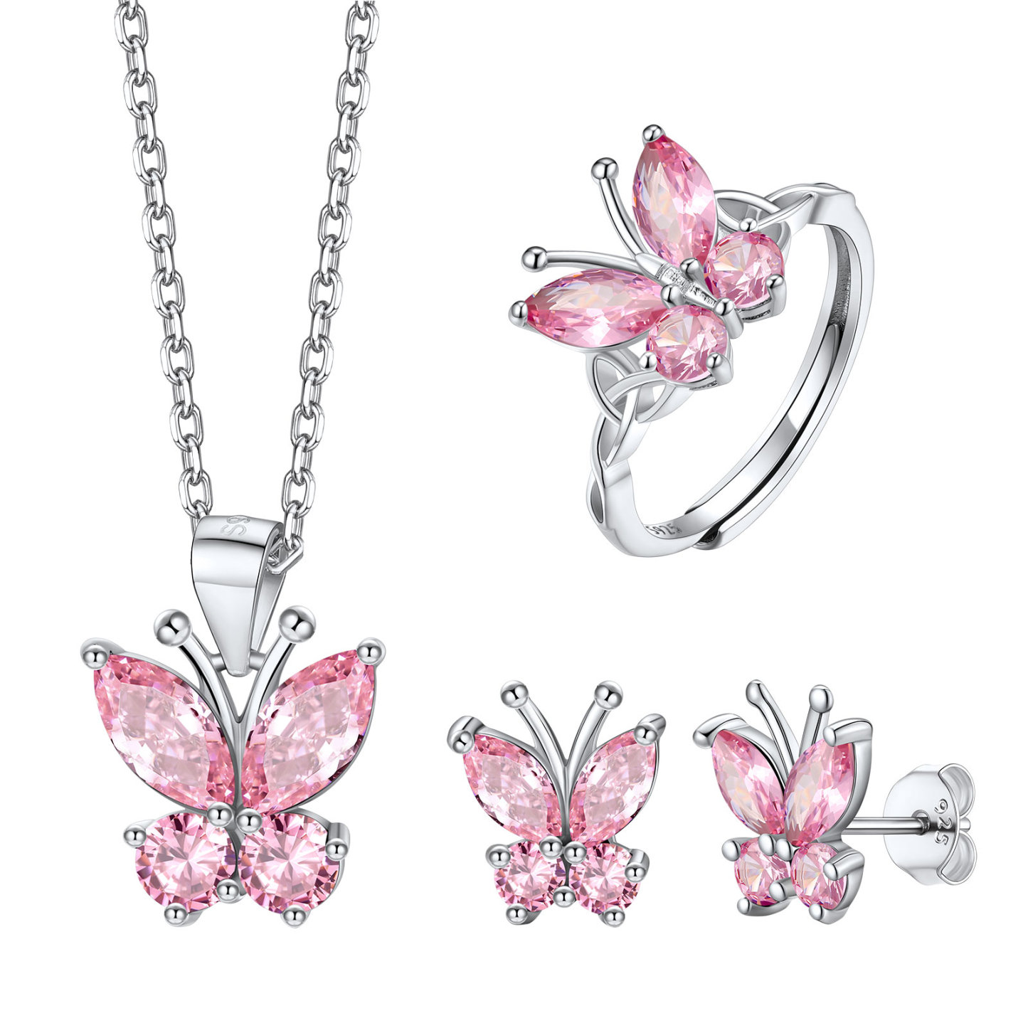Butterfly Birthstone Jewelry Set for Women Oct.