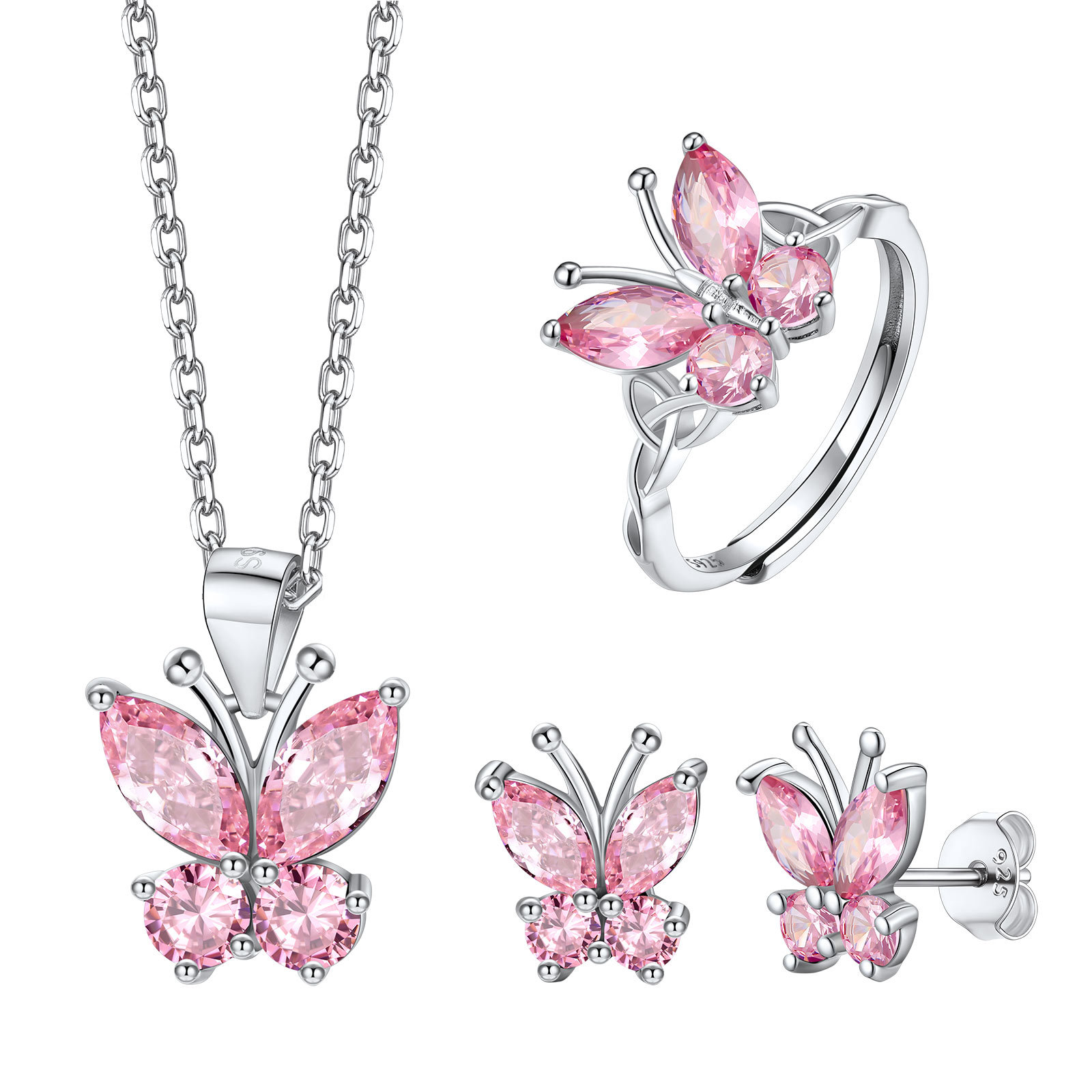 Butterfly Birthstone Jewelry Set for Women Oct.