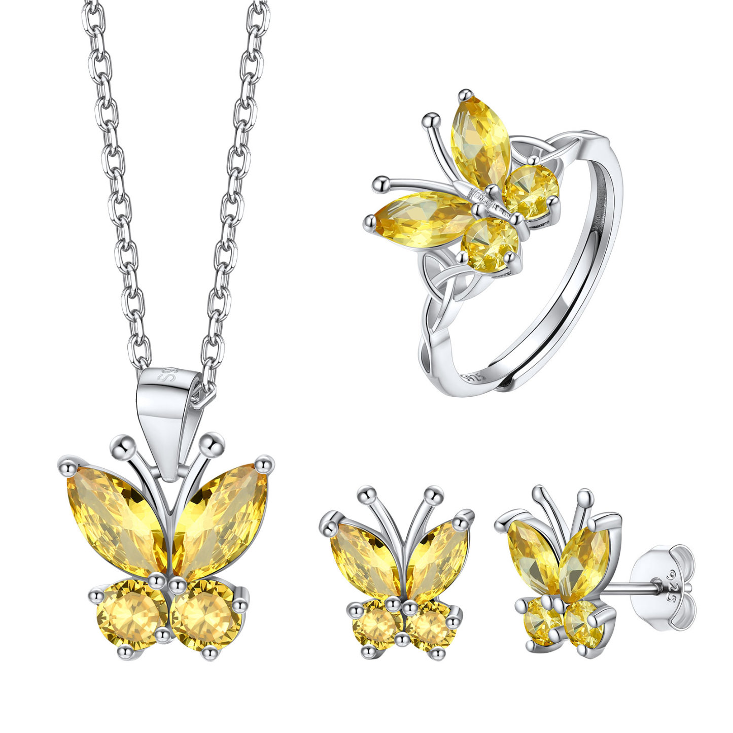 Butterfly Birthstone Jewelry Set for Women November