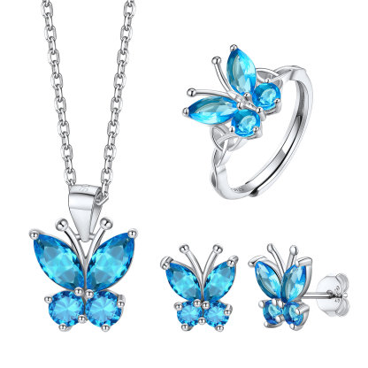 Butterfly Birthstone Jewelry Set for Women Dec.