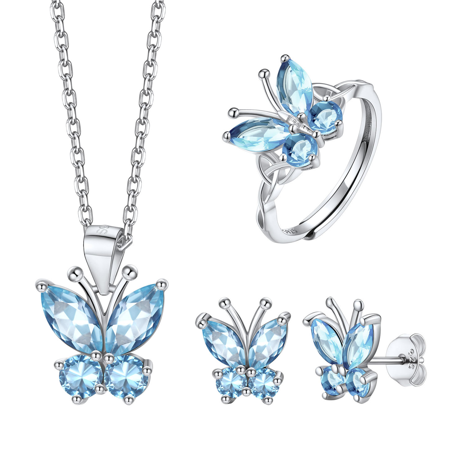 Butterfly Birthstone Jewelry Set for Women
