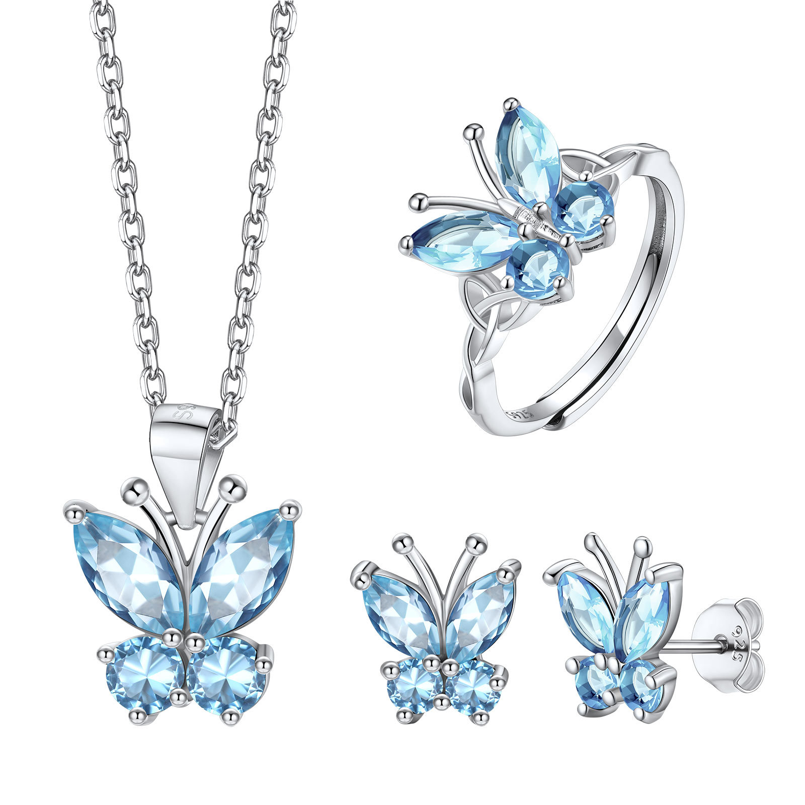 Butterfly Birthstone Jewelry Set for Women