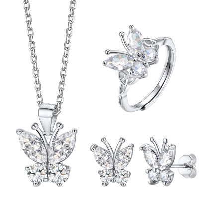 Butterfly Birthstone Jewelry Set for Women April
