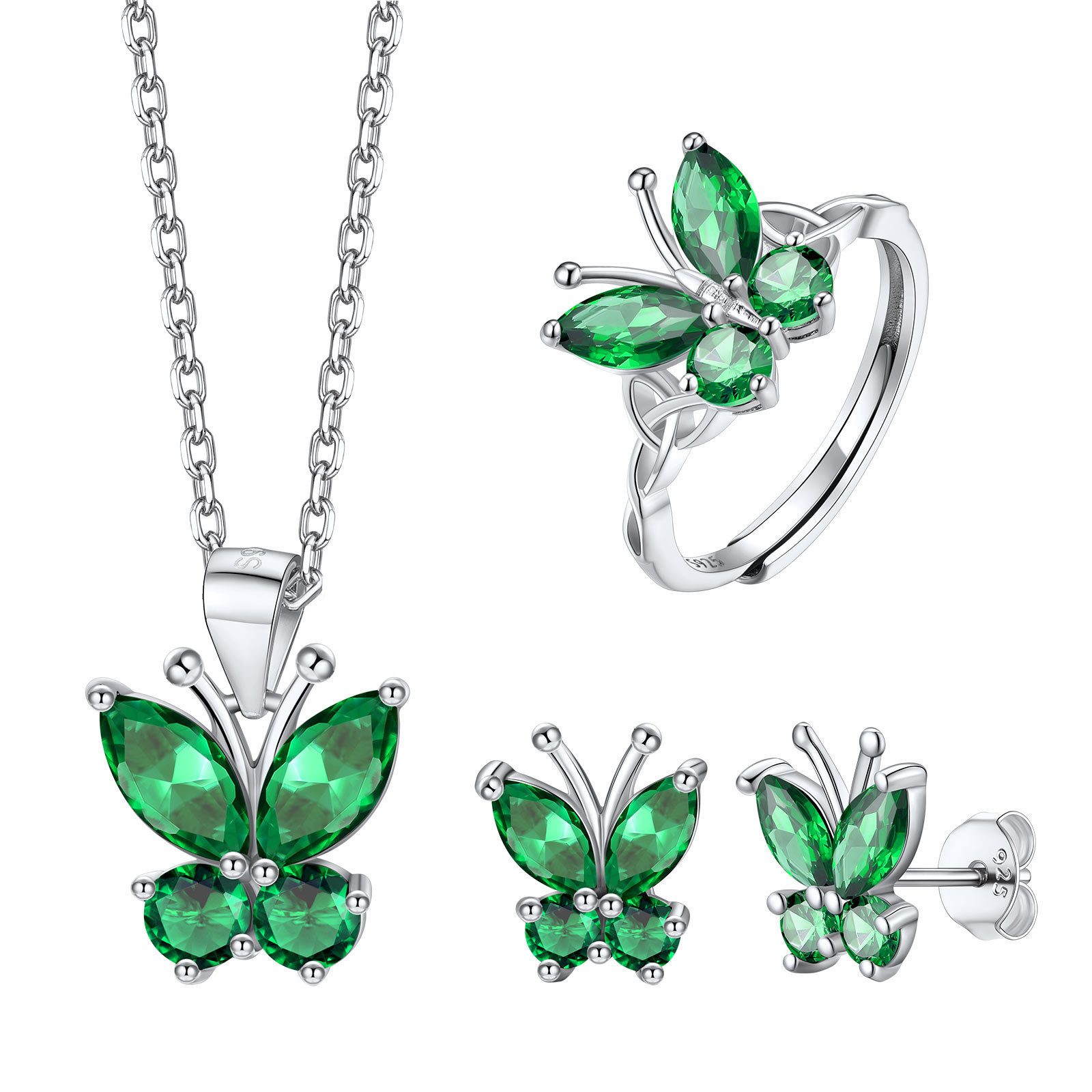 Butterfly Birthstone Jewelry Set for Women May